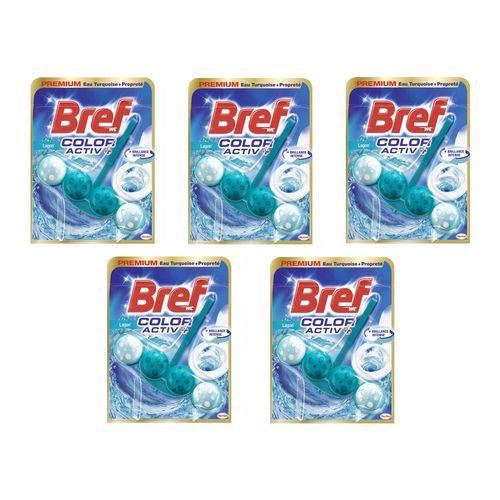 Bref Lot de 5 Colors Activ+ Lagon  Bloc WC (50g)  Produit Nettoyant Détartrant toilettes