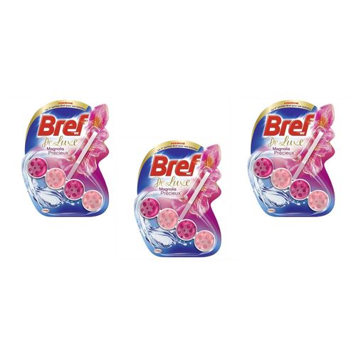 Bref Lot de 3 Deluxes Magnolia précieux  Bloc WC (50g)  Nettoyant WC