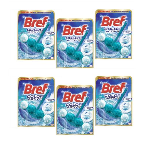 Bref Lot de 6 Colors Activ+ Lagon  Bloc WC (50g)  Produit Nettoyant Détartrant toilettes