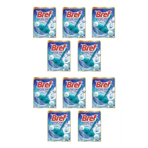Bref Lot de 10 Colors Activ+ Lagon  Bloc WC (50g)  Produit Nettoyant Détartrant toilettes