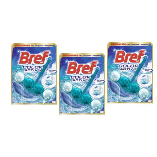Bref Lot de 3 Colors Activ+ Lagon  Bloc WC (50g)  Produit Nettoyant Détartrant toilettes