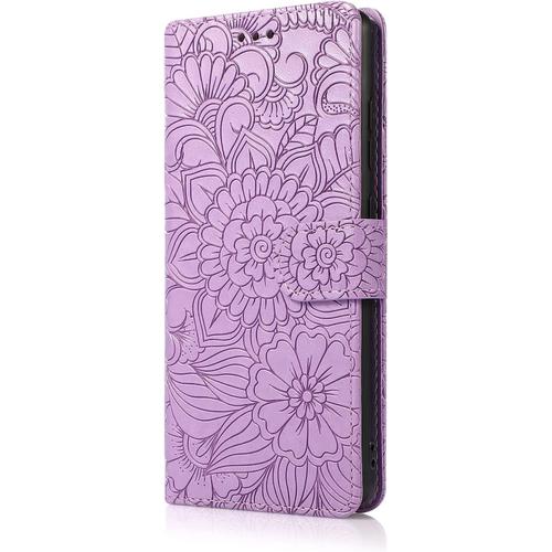 Tianyue Étui Pour Étui Samsung Galaxy S22 Ultra 5g, Étui En Cuir Pu De Haute Qualité, Étui Pour Téléphone Portable Avec Motifs Imprimés, Adapté Pour Samsung Galaxy S22 Ultra 5g -Mauve