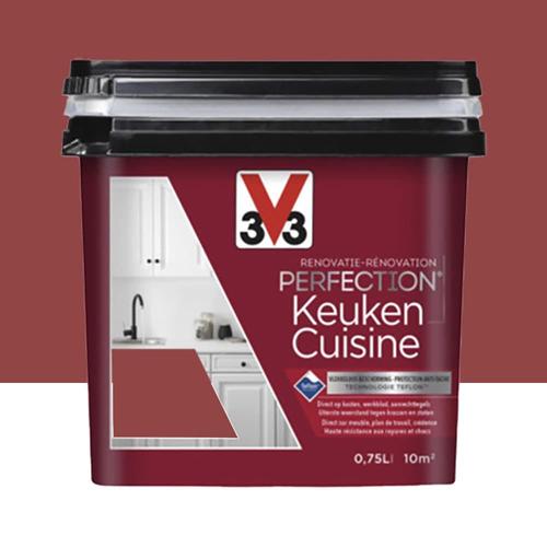 Peinture Rénovation Perfection Cuisine V33 Rouge Exquis 0,75 L