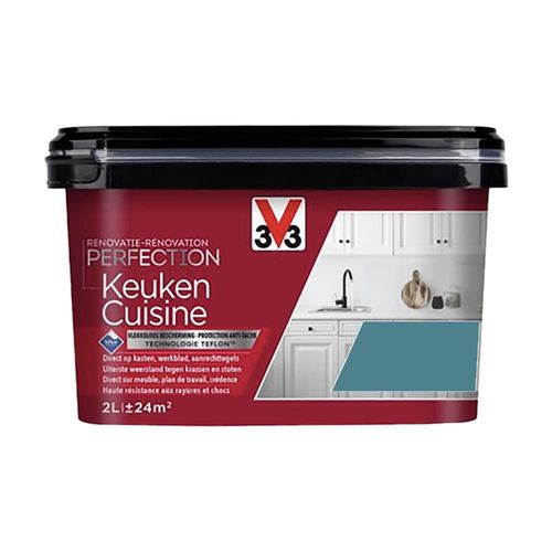 Peinture Rénovation Cuisine Satin bleu lagon Pot 2L