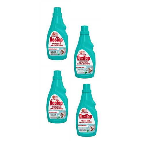 DESTOP Lot de 4 Flacons de 750ml Gel Entretien Canalisation D¿sinfectant