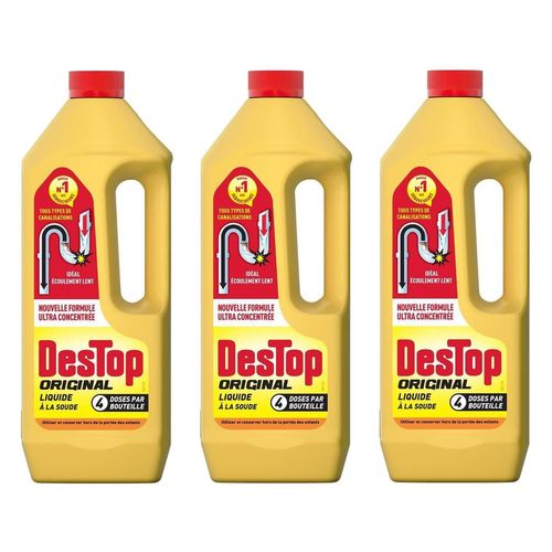DESTOP Lot de 3 D¿boucheurs Liquide ORIGINAL - 4 doses par Flacon de 950ml