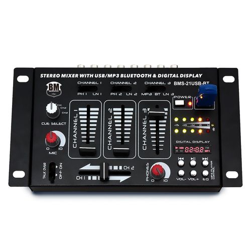Table de mixage Sono DJ BM SONIC BMS-21USB-BT 4 voies/7 canaux, USB BLUETOOTH, Entrées : 1 PHONO/LINE, 1 PHONO/USB, 1 CD, MICROS