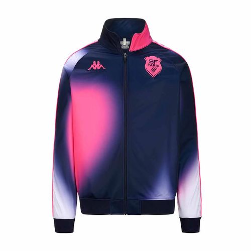 Sweat Zippé Banda Anniston Kappa Stade Français Paris Officiel Rugby Bleu/Rose Homme