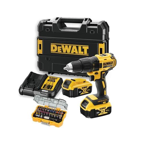 Perceuse visseuse DEWALT 18V XR - 2 batteries 4.0 Ah Li-Ion + chargeur + coffret + Coffret d'embouts - DCD777M2TA