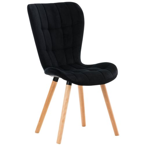 Chaise De Salle À Manger Style Moderne Et Confortable Dossier Haut En Tissu Velours Noir Pieds En Bois Clair Cds10097