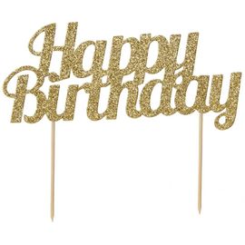 Cake Topper Anniversaire 18x15cm Or