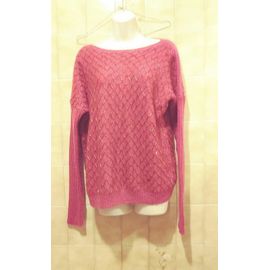 Pull Rouge Clair Léger Benetton, Manches Longues, Col Évasé, T. 38 Ou T. M