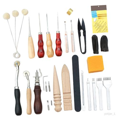 20 pièces Kit d'outils d'artisanat en cuir avec poinçon à griffes
