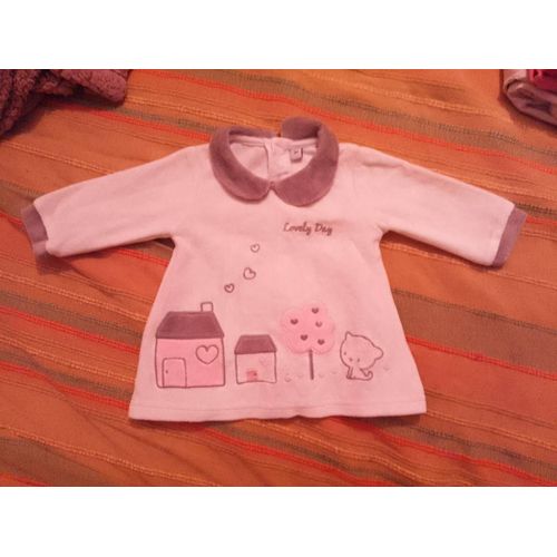 Top Blanc Doux Motifs Colorés 3 Mois.
