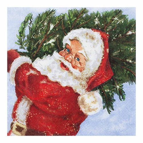 Paris Prix - Lot De 20 Serviettes En Papier "Père Noël" 33x33cm Rouge