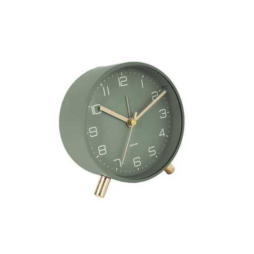 Horloge réveil en métal Lofty - Diam. 11 cm - Vert