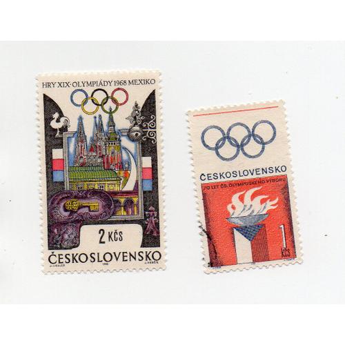 Tchécoslovaquie- Lot De 2 Timbres Oblitérés- Jeux Olympiques