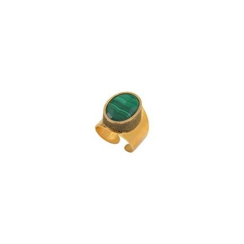 Satellite - Bague Large Féminine Malachite Métal Doré - Vert - Jaune