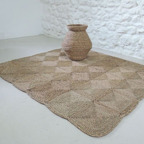 Tapis Rectangulaire En Fibres Naturelles De Mendong 150 X 180 Cm - Sumba
