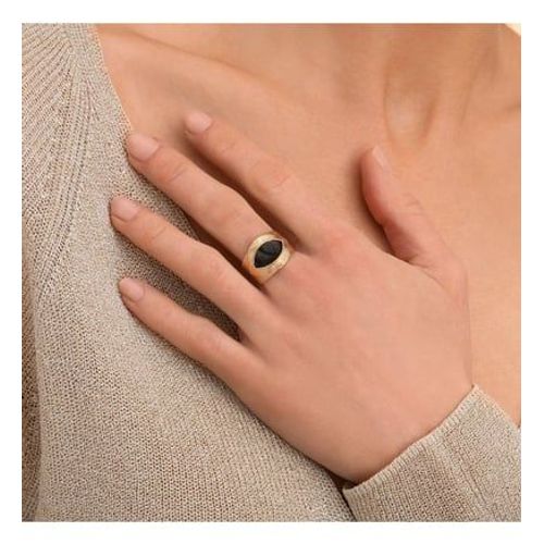 Satellite - Bague Ajustable Plumes Et Métal Doré - Marron - Marron