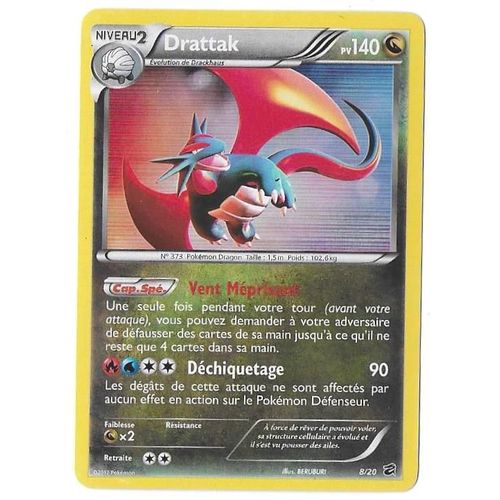 Drattak 8/20 - 140pv - Noir Et Blanc : Coffre Des Dragons - Carte Holo Pokémon Française