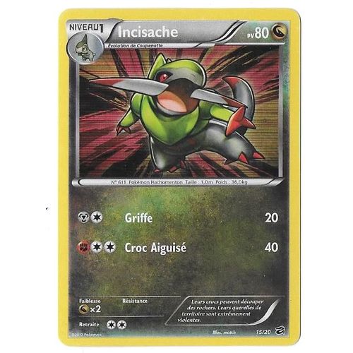 Incisache 15/20 - 80pv - Noir Et Blanc : Coffre Des Dragons - Carte Holo Pokémon Française