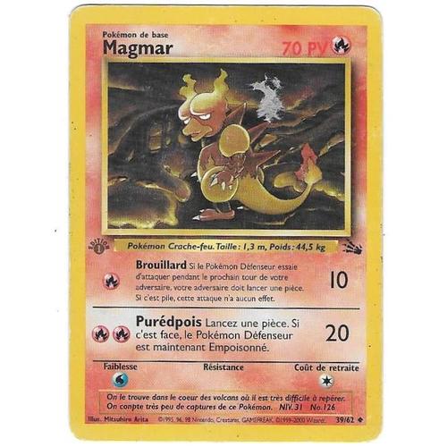 Magmar 39/62 Edition 1 - 70pv - Fossile - Carte Pokémon Française