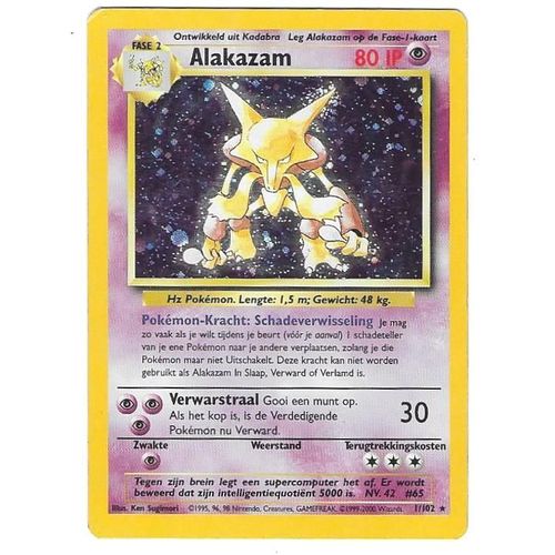 Alakazam 1/102 - Edition 1 - 80 Ip - Set De Base - Holo Cosmos - Rare Carte Néérlandaise