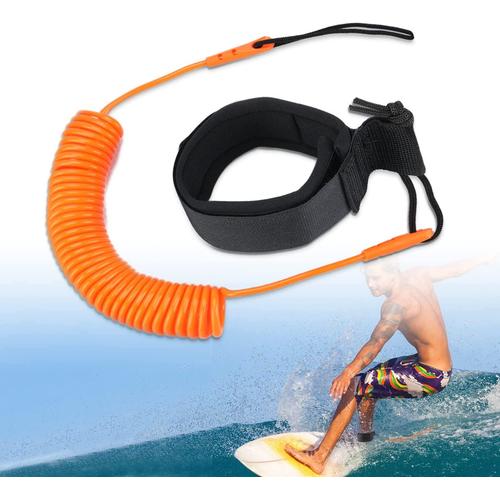 10 Ft Leash De Surf,Sup Leash Cheville Télescopique Spirale Pour Stand Up Paddle Board Kayak(Orange)