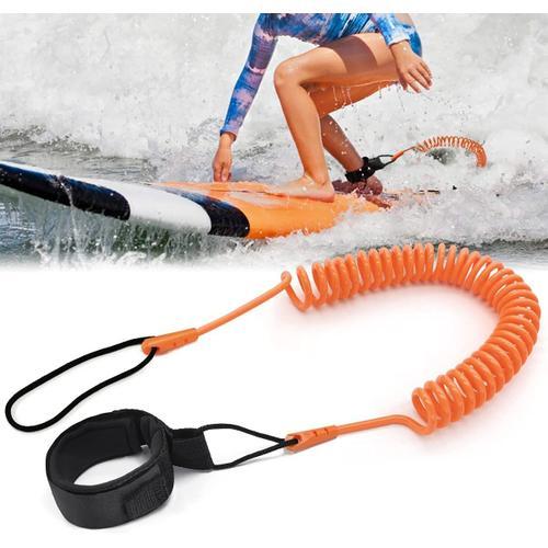 10 Pieds Leash Paddle,Rétractabl Leash De Planche De Surf Pour Stand Up Paddle Board,Kayak(Orange)
