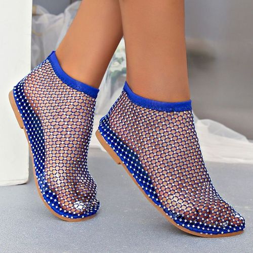 Chaussures Bottes Courtes Ajourées Astronomiques Plates Et Sexy Pour Femmechaussures De Luxe En Diamant D'eauà La Modepour Banquetété