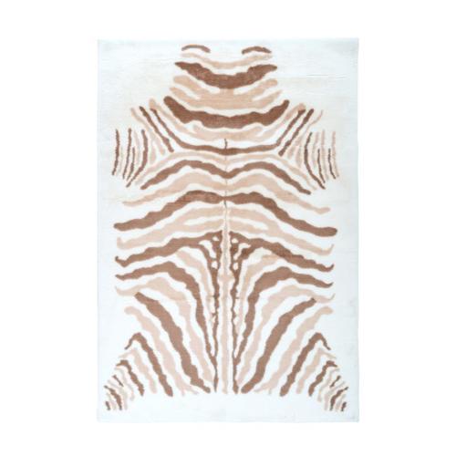 Paris Prix - Tapis Imprimé Animal "Rabbit" Beige & Marron 160 X 230 Cm