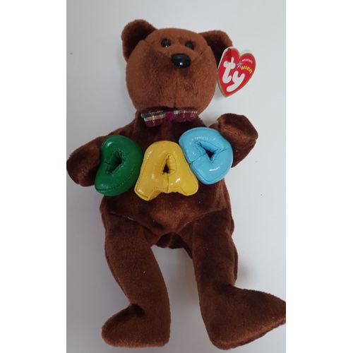 Peluche / Doudou / Peluche / Ours "Dad" / Avec Des Billes Pour Un Toucher Tres Agreable/ 21cm