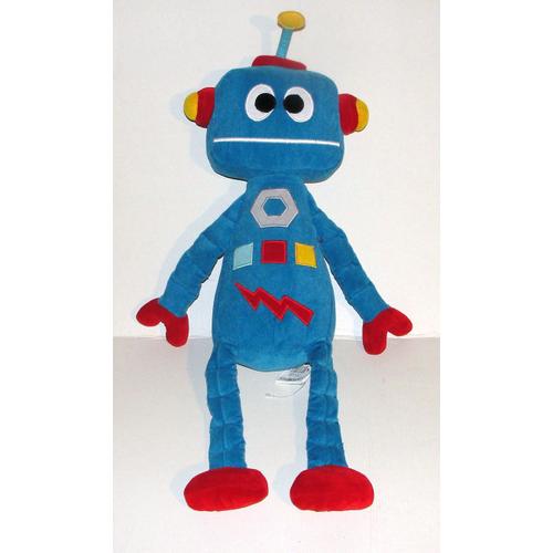 Peluche Robi Le Robot Bleu Mascotte Du Parc - Doudou Robot Alinea Maurer 60 Cm