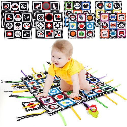 4pcs Livre Noir Et Blanc Bébé,0-12 Mois,Jouets D'éveil Bébé Tapis Deveil Et De Jeux Sensoriel Tapis De Jeu Motricité Evolutif Pour Bebe Fille Garçon