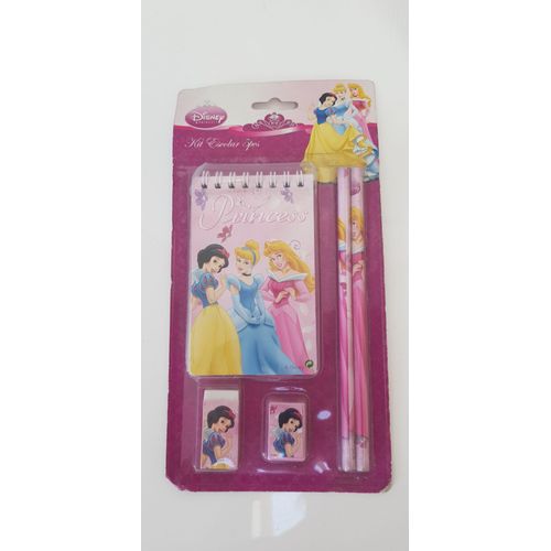 Papeterie / Kit Scolaire 5 Pieces / Disney Princesses / Bloc Note + 2 Crayon + 1 Gomme Et Un Taille Crayon