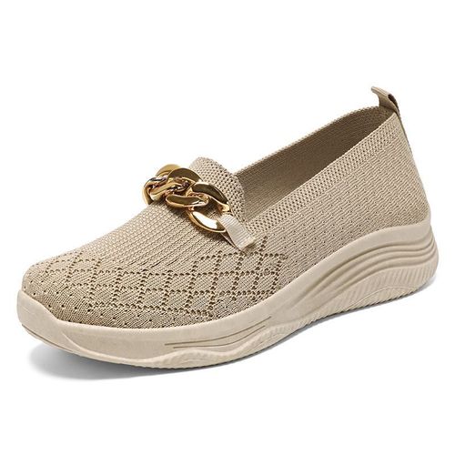 Chaussures Plateforme Décontractées Pour Femmes Mocassins Enfiler Chaussures Plates En Coton Compensé Chaussures Esthétiques Baskets Rondes Pour Femmes Luxe Printemps