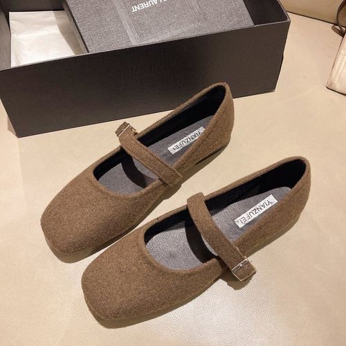 Chaussures Chaussures Mary Janes En Feutre Pour Femmesballerines Parker Carrées Pour Femmesnouvelle Modestrucstrapprintempsautomne1772n
