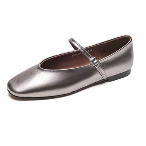 Zhamta-Ballerines En Cuir Group Souple Pour Femme,Chaussures Décontractées À Talons Bas,Taille 34-43,2024 Ins Silver Builstrap,Robe De Mariée