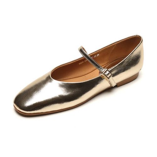 Zhamta-Ballerines En Cuir Group Souple Pour Femme,Chaussures Décontractées À Talons Bas,Taille 34-43,2024 Ins Silver Builstrap,Robe De Mariée