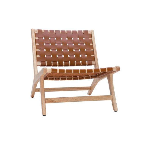 Fauteuil Ethnique En Bois Et Lanières Tressées Marron Bondi