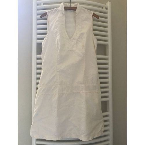 Robe D'été Couleur Crème Sans Manches Encolure Brodée Coton Et Lin T. 40 Promod