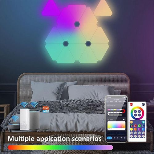 Smart Rvb Bricolage Led Atmosphère Lumières Wifi Triangle Applique Murale App Musique Synchronisation Salle De Jeux Tv Chambre La