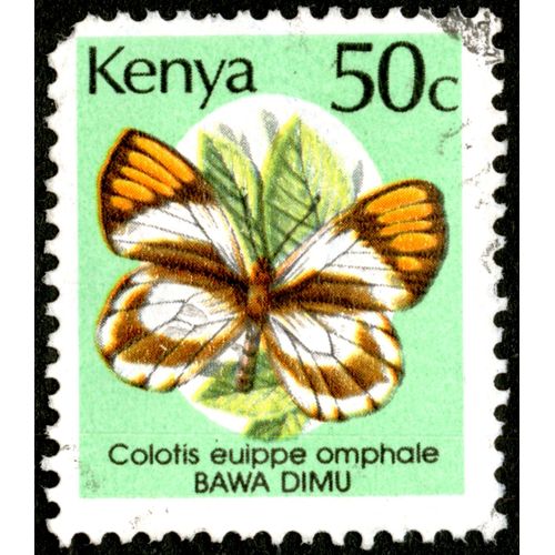 Timbre Oblitéré Kenya, Colotis Euippe Omphale, Bawa Dimu, 50 C
