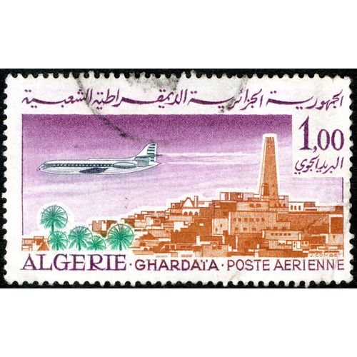 Timbre Oblitéré Algérie, Ghardaia , Poste Aérienne, 1.00