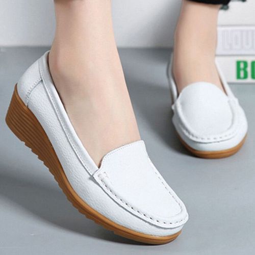 Mocassins En Cuir Souple Talons Plats Noirs Pour Femme Chaussures Décontractées