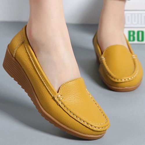 Mocassins En Cuir Souple Talons Plats Noirs Pour Femme Chaussures Décontractées