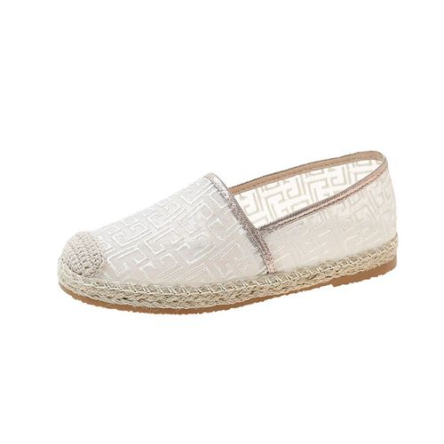 Arex Mocassins Financièrement Rétro Respirants Pour Femmes Espadrille Avec Détail En Fausses Perles Maille Simple Chaussures En Toile