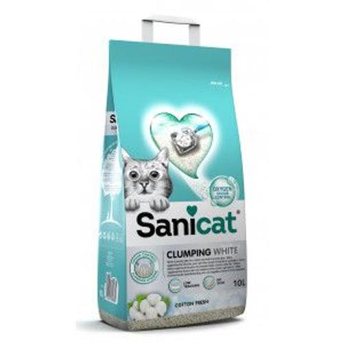 Sanicat Clumping White Cotton Fresh Litière Pour Chat 10 Litres