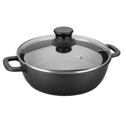 Faitout Fonte Avec Couvercle En Verre 32 Cm Noir Lacor